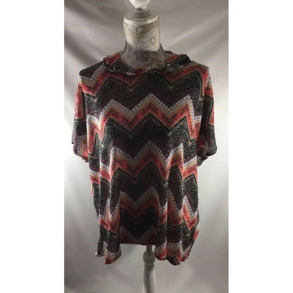 No Comment Sweater Poncho Top Junior‎ Size M Printe - Picture 1 of 10